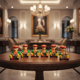 Handcrafted Desi drummer and instrumental ensemble showpiece with traditional Indian folk art detailing