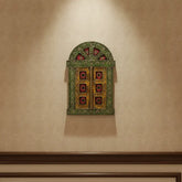 Hand-Painted Wooden Jharokha Door Frame – Traditional Wall Decor maruthi handicrafts