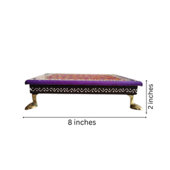 Hand-Painted Wooden Pooja Stool (Chowki) with Traditional Design