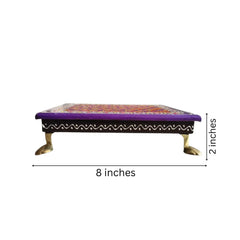 Hand-Painted Wooden Stool For Pooja (Chowki) with Traditional Design Wood Decorative