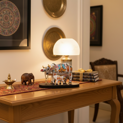 Kamadhenu Resin Cow with Calf | Decorative Spiritual Figurine