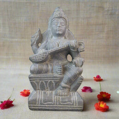 Soft Stone Saraswati Statue – Handcrafted Goddess Idol
