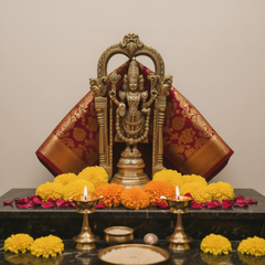 Brass Lord Venkateswara (Balaji) Statue with Majestic Prabhavali Arch