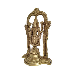 Brass Lord Venkateswara Statue (Balaji) with Majestic Prabhavali Arch Brass Ware