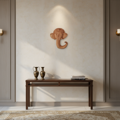 Hand-Carved Wooden Ganesha Elephant Head Wall Hanging
