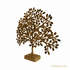 Handcrafted Antique Brass Kalpavruksh Tree Sculpture | Divine Prosperity Tabletop Décor Brass Artwork