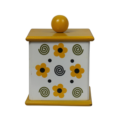 Decorative Channapatna wooden floral jar handcrafted by artisans