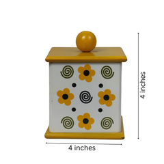 Eco-friendly Channapatna wooden floral jar elegant storage box