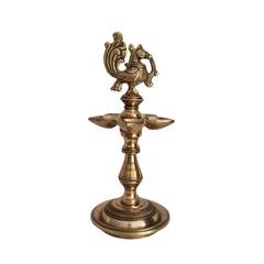 Deepak/Diya Lamp with Peacock (Mayur) Finial, A Symbol of Light and Prosperity