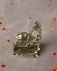 Handcrafted Brass Peacock Deepam Featuring Ornate Stand