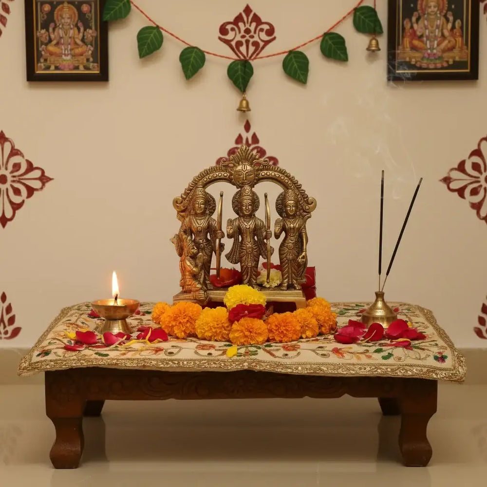 Brass Ram Darbar Set with Prabhavali - Symbol of Righteousness, Devotion, and Family Brass Ware