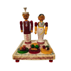 Etikoppaka Wedding Couple with Ritual Set Etikoppaka Lacquerware
