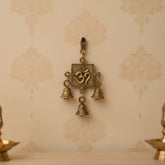 Auspicious Handcrafted Brass Om Symbol Hanging with Melodious Bells Brass Ware