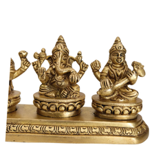 Brass Lakshmi Ganesha Saraswati Set - Divine Trinity Statue for Wealth Brass Artwork