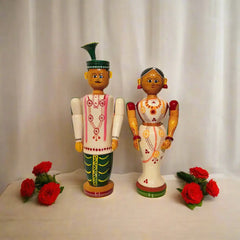 Etikoppaka Wedding Couple - Handcrafted Bridal Figurines Etikoppaka Lacquerware