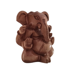 Decorative Wooden Ganesh in Seated Position | Handmade Religious Figurine