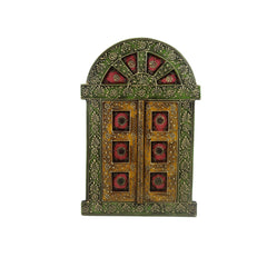 Hand-Painted Wooden Jharokha Door Frame – Traditional Wall Decor maruthi handicrafts