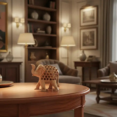 Wooden Elephant with Jali Work | Handmade Indian Craft Sculpture maruthi handicrafts