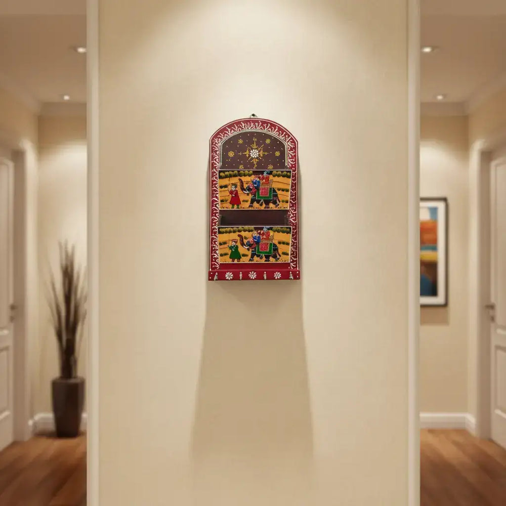 Hand-Painted Book Holder & Key Chain Wall Hanger | Dual Purpose Decor maruthi handicrafts