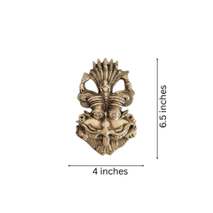 Powerful Golden Brass Kirtimukha Wall Hanging with Naga Serpent Canopy