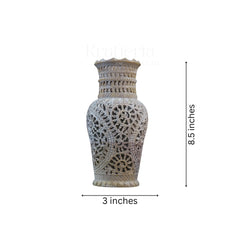 Decorative Flower Vase with Jali Artwork – Artisan Carved Home Accent Bachcha Lal