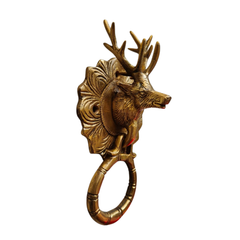 Handcrafted Brass Deer Head Door Knocker – Vintage Wall Décor Accent Brass Artwork