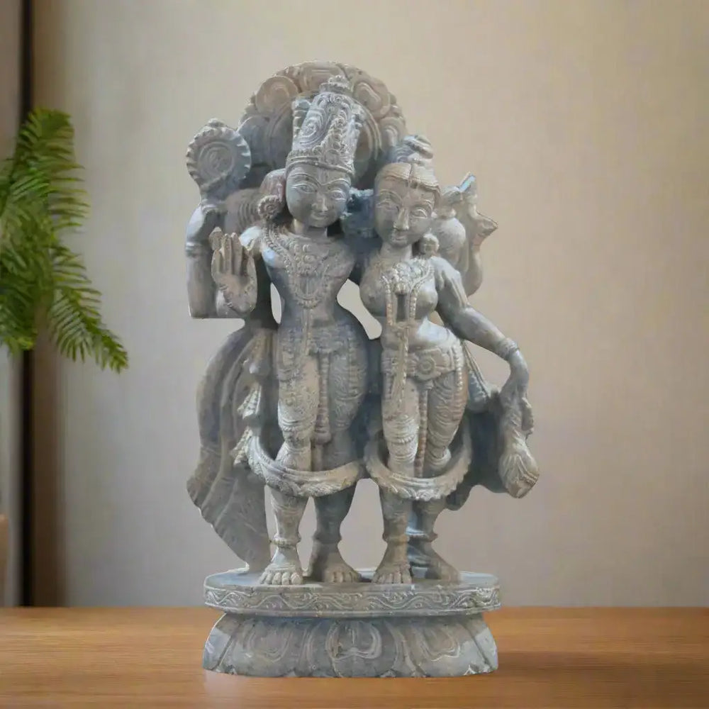 Lord Vishnu with Goddess Lakshmi – Lakshmi Narayana Sculpture Soft Stone