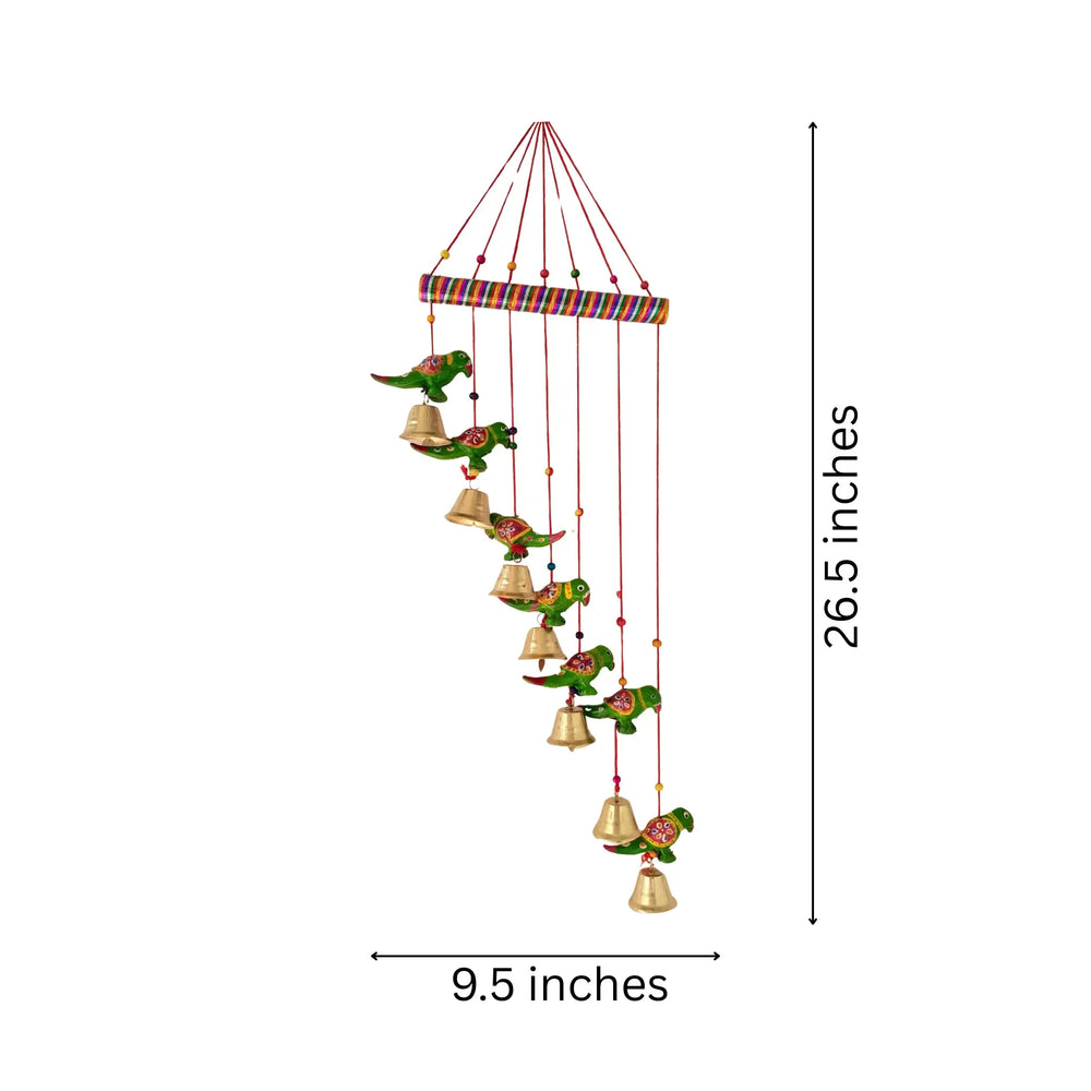 Vibrant Indian Folk Art Parrot Cascade Wall Hanging wall decor