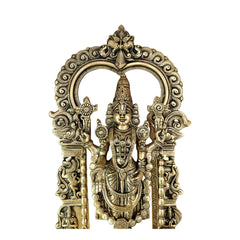 Antique Brass Lord Venkateswara Idol – Tirupati Balaji Statue with Arch for Home Temple Brass Ware