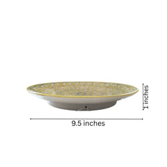 Subtle Yellow and White Intricate Mandala Wall Plate Pottery