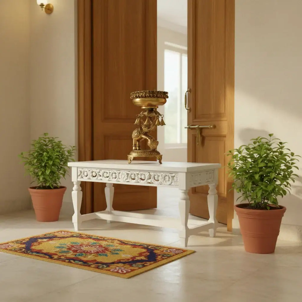 Brass Elephant Urli with Bells - Traditional Indian Decorative Bowl Brass Ware