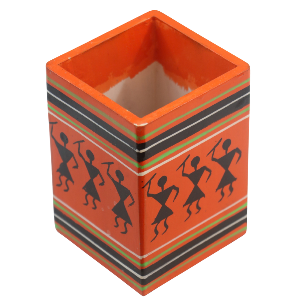 Artistic Channapatna hand-painted wooden pen holder