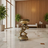 Brass Elephant Urli with Bells - Traditional Indian Decorative Bowl Brass Ware