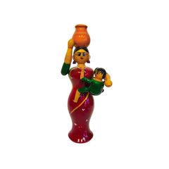 Etikoppaka Lacquered Wooden - Mother, Child, and Water Pot