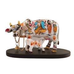 Kamadhenu Resin Cow with Calf | Decorative Spiritual Figurine maruthi handicrafts
