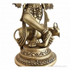 Brass Krishna Muralidhar Statue with Kadamba Tree and Cow | Handcrafted Divine Table Décor Brass Artwork