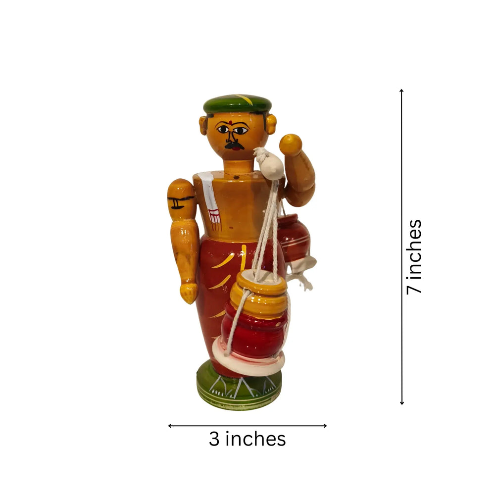 Handcrafted Etikoppaka Wooden Pot Seller - A Traditional Lacquerware Etikoppaka Lacquerware