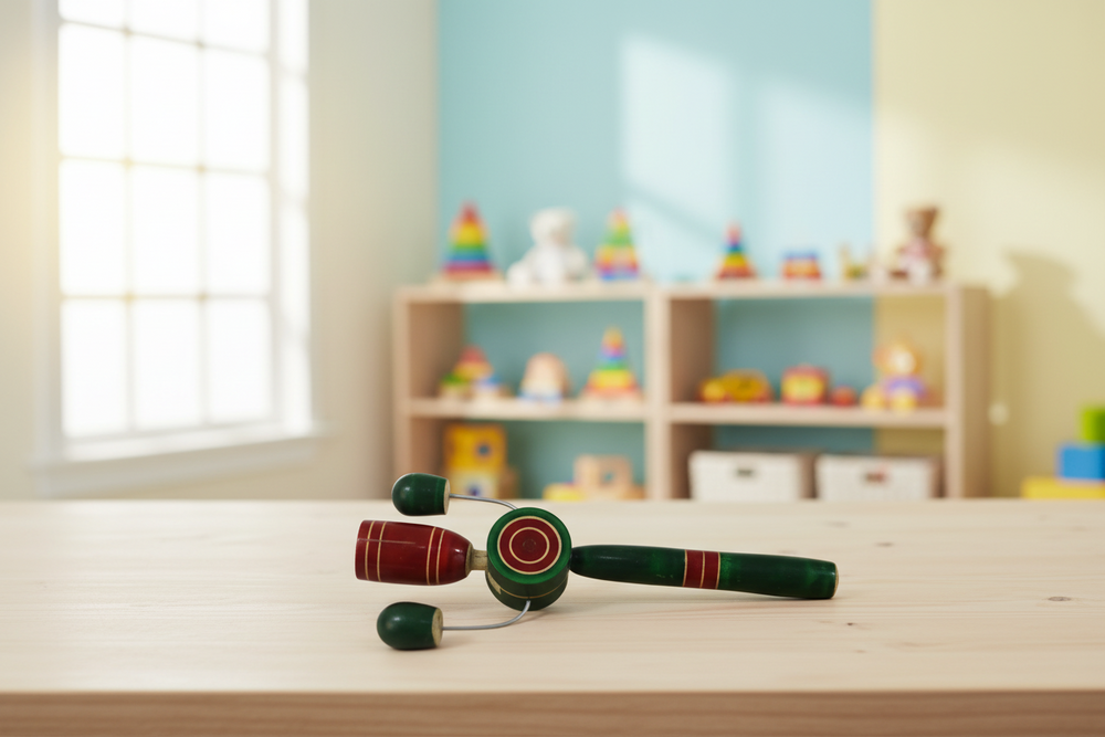 Handmade Channapatna wooden tic tic rattle for kids