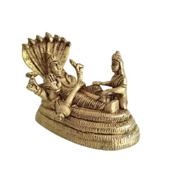 Brass Vishnu Anantha Shayana Idol – Vishnu on Sheshnag with Lakshmi Statue Brass Ware