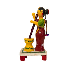 The Village Pounding Woman – Etikoppaka Wooden Craft Etikoppaka Lacquerware