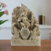 Krishna Sculpture on Snake – Divine Protector and Savior Soft Stone