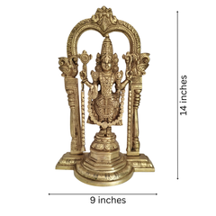 Brass Lord Venkateswara (Balaji) Statue with Majestic Prabhavali Arch
