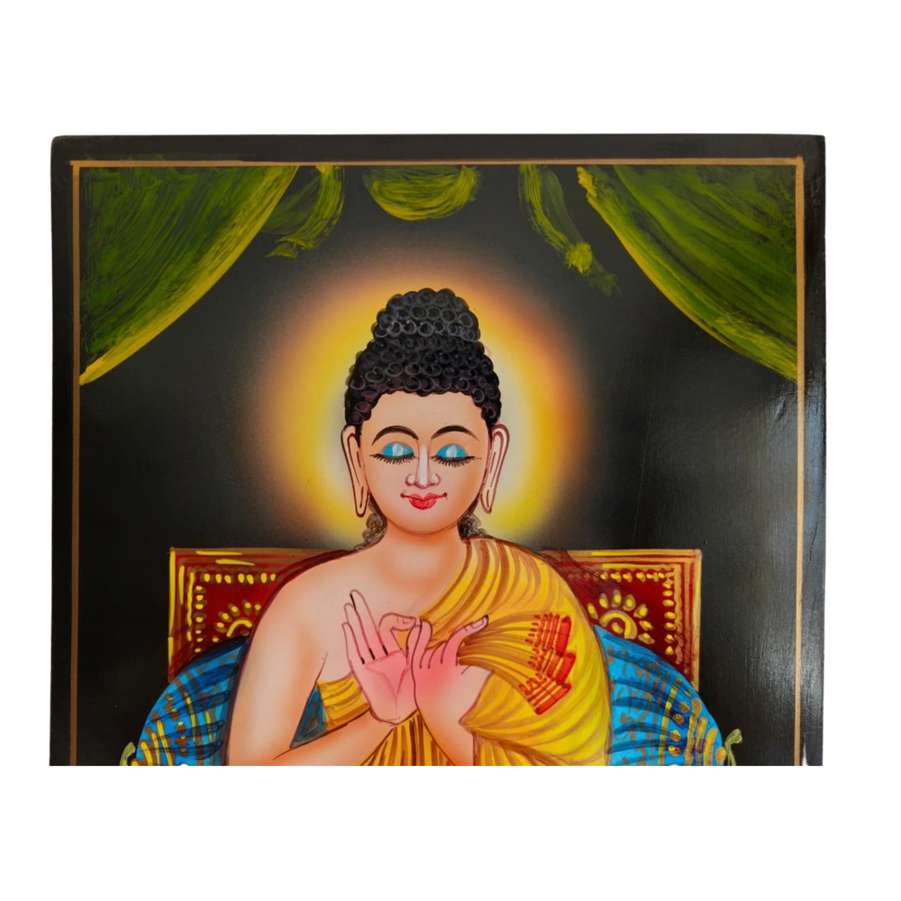 Handcrafted Buddha artwork in Nirmal painting style