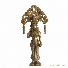 Brass Radha Idol with Prabhavali – Traditional Goddess Radha Standing Statue Brass Artwork