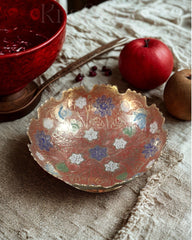 Artisan Bloom-Brass Bowl with Floral Motif