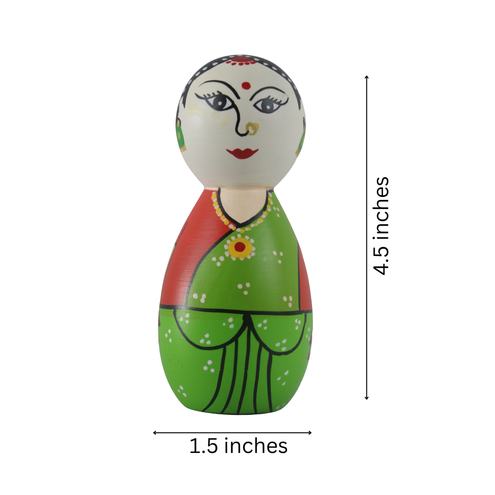 Ethnic women peg doll figurines handmade
