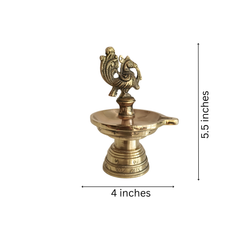 Brass Peacock Kuthu Vilakku - Traditional Single-Wick Oil Lamp