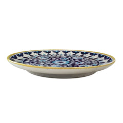 Indigo and White Mandala Floral Decorative Wall Plate Pottery