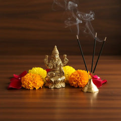 Brass Goddess Lakshmi Idol - Seated Deity of Wealth Sculpture Brass Ware