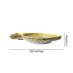 Hand-Painted Blue Pottery Fish Wall Decor | Yellow Coastal Art